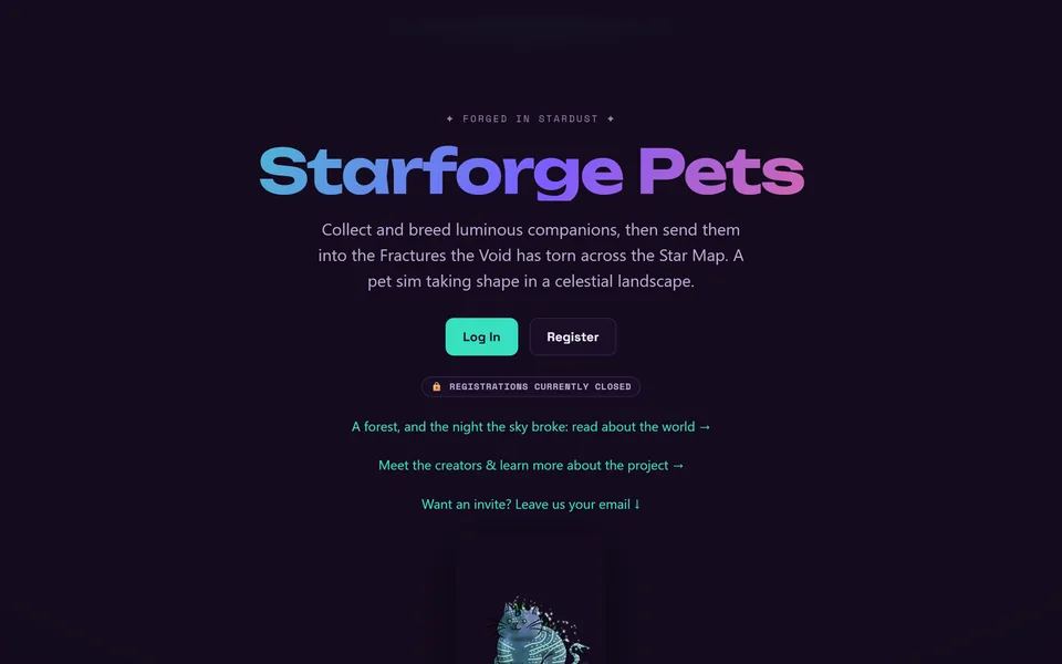 The Starforge Pets homepage